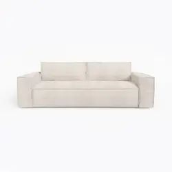 Canapé convertible express dunlopillo velours côtelé crème 160cm