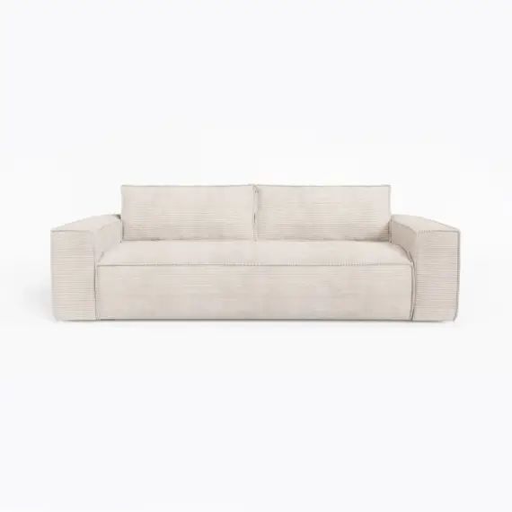 Canapé convertible express dunlopillo velours côtelé crème 160cm