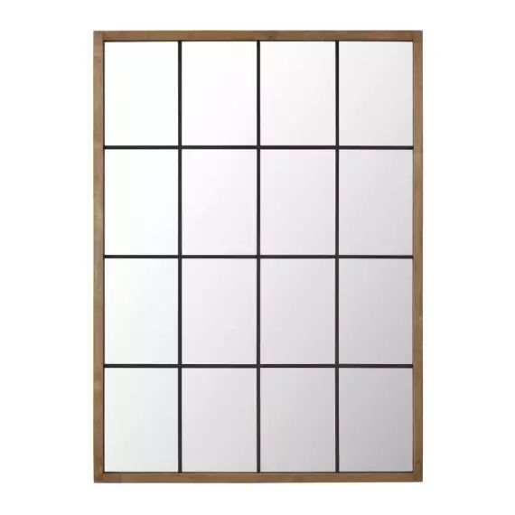 Miroir fenêtre en pin et métal effet vieilli 121×165