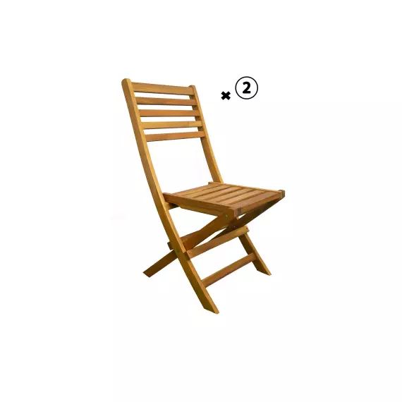 Lot de 2 chaises pliantes en acacia