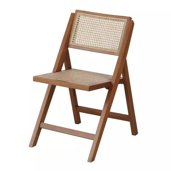 Chaise pliante en bois de hêtre et cannage en rotin