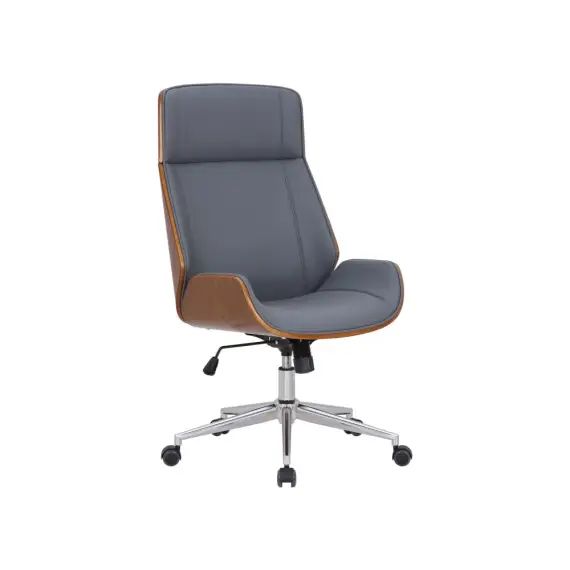 Chaise de bureau réglable en similicuir Noyer / Gris