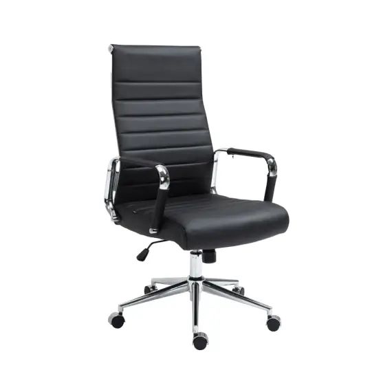 Chaise de bureau réglable pivotant en véritable cuir Noir