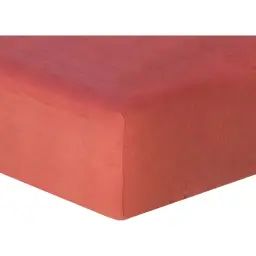 Drap housse en lin lavé 200x200x40 Terracotta