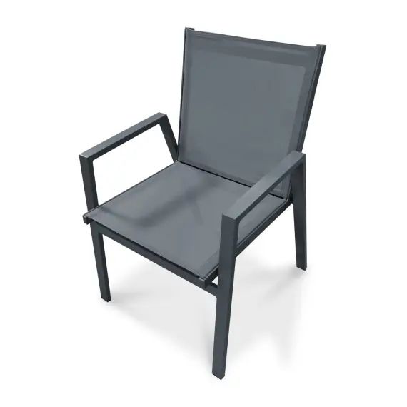 Fauteuil de jardin empilable en aluminium gris anthracite