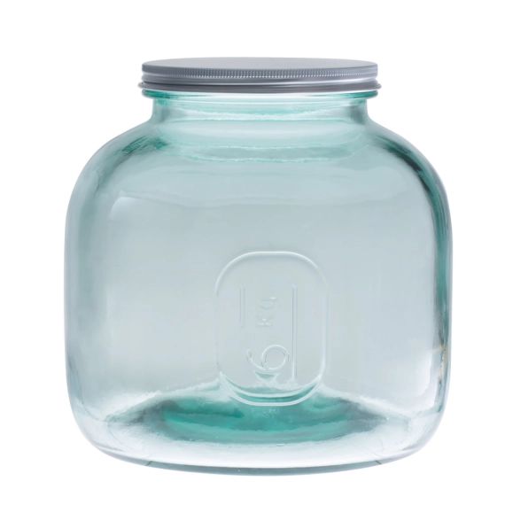 Pot en verre recyclé 6 l avec couvercle vissable transparent