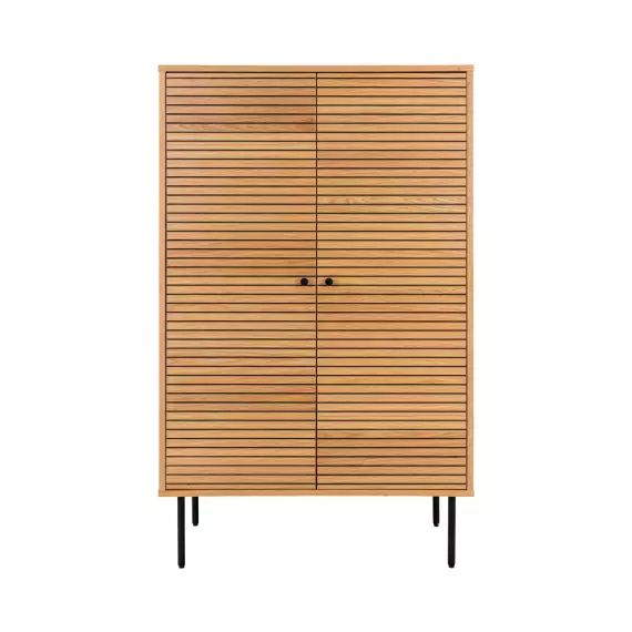 Kyoto – Buffet haut 2 portes en bois et métal H130cm – Couleur – Bois clair