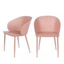 Gigi – Lot de 2 chaises en résine et métal – Couleur – Rose