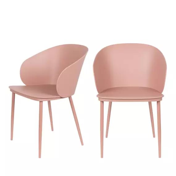 Gigi – Lot de 2 chaises en résine et métal – Couleur – Rose