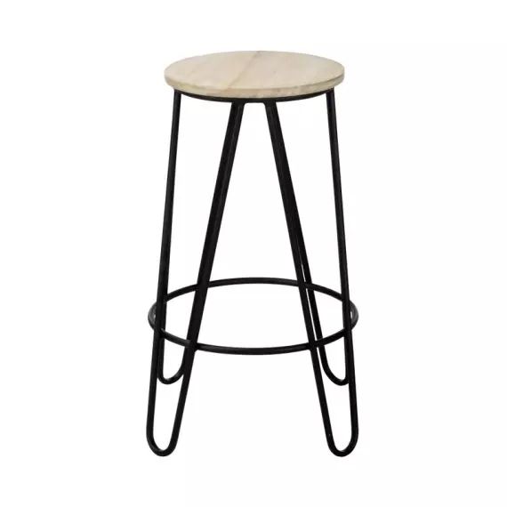 Tabouret de bar H. 63 cm ESSIA 2 Bois clair/noir