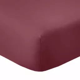 Drap housse 2 places coton rouge cerise 140×190 cm