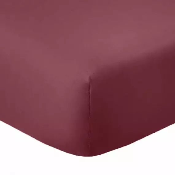 Drap housse 2 places coton rouge cerise 140×190 cm