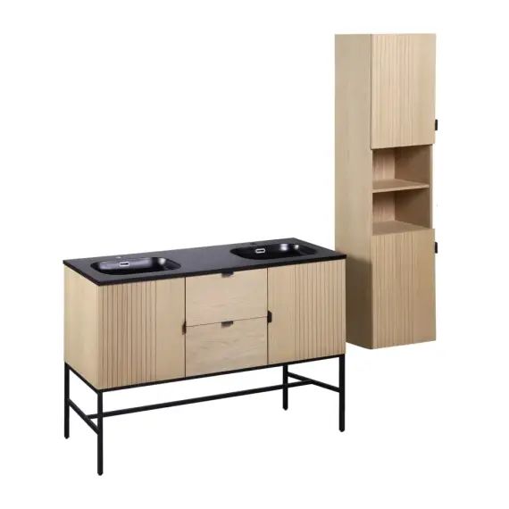 Meuble de salle de bain 140 cm à pieds  avec vasque et colonne