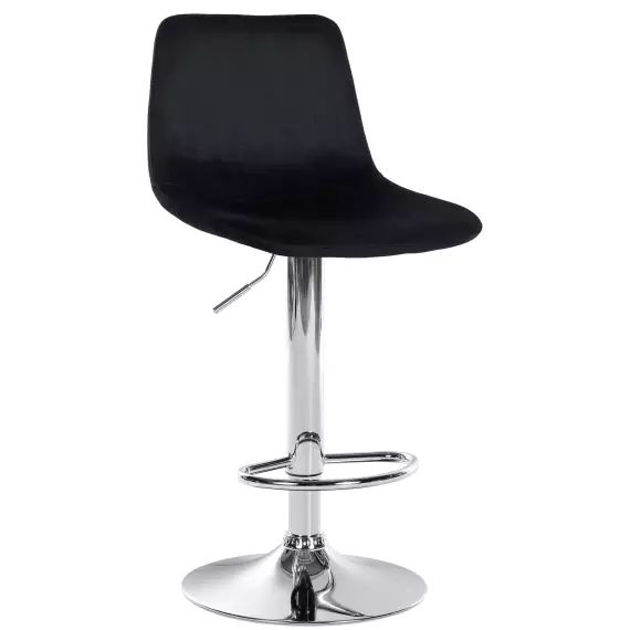 Tabouret de bar velours ajustable pivotant velours Noir