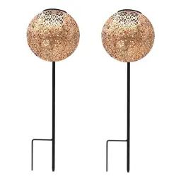 Lot de 2 balises solaires orientales Acier CuivreH45cm