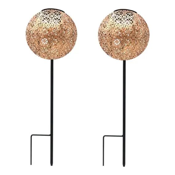 Lot de 2 balises solaires orientales Acier CuivreH45cm