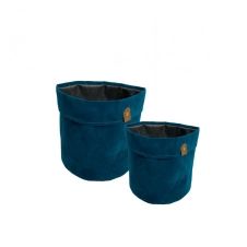 Lot de 2 Cache-pots panier tissu bleu effet velours D20/D23cm