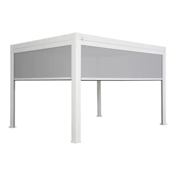 Pergola bioclimatique blanche + store 3m + store 4m