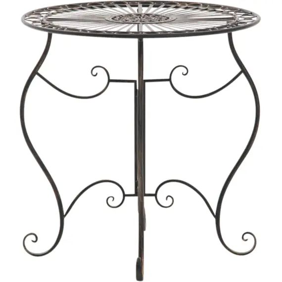 Table de jardin avec plateau rond en métal Bronze