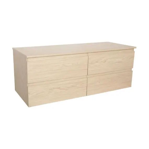 Meuble double vasque 120cm avec plan bois  Décor chêne