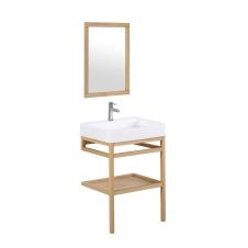 Meuble de salle de bain 60 cm avec miroir et vasque carrée