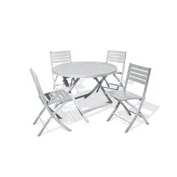Ensemble repas de jardin 4 places en aluminium gris