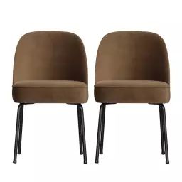 Vogue – Lot de 2 chaises design en velours – Couleur – Bronze