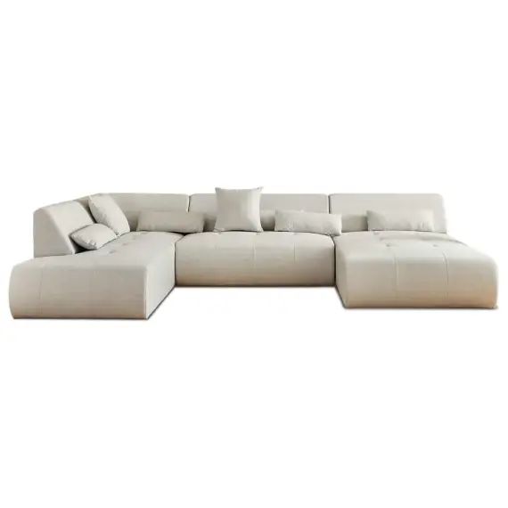 Canapé panoramique 7 places tissu beige