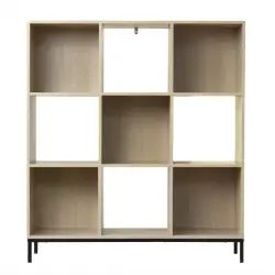 Etagère de rangement 9 cases avec pieds métal – Marron