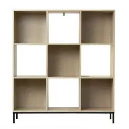 Etagère de rangement 9 cases avec pieds métal – Marron