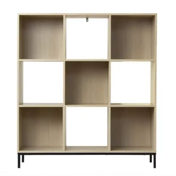 Etagère de rangement 9 cases avec pieds métal – Marron