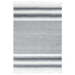 Tapis 100% coton lignes gris-blanc 120×170