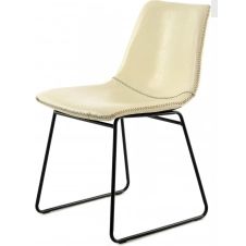 Chaise design imitation couleur blanc beige (lot de 2)
