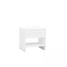 Table de chevet en bois massif avec un tiroir blanc 40x40cm