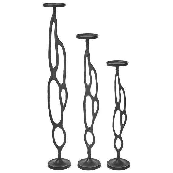 Lot de 3 bougeoirs noirs 54 68 84 cm
