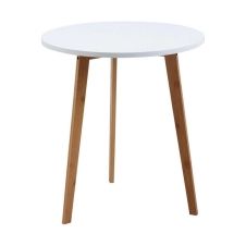 Table d’appoint ronde en bois et mdf laqué blanc