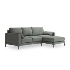 Canapé d’angle 4 places en tissu structuré gris