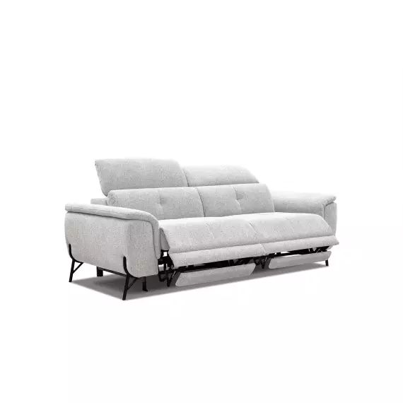 Canapé droit 3 places avec 2 relaxe électriques tissu beige clair