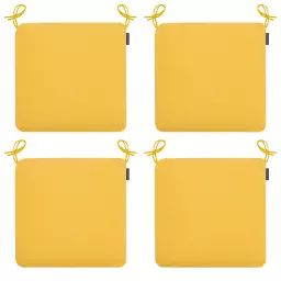 Galettes de chaises extérieur à nouettes jaune – Lot de 4 – 44×44