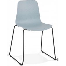Chaise de table design assise couleur bleu pietement noir