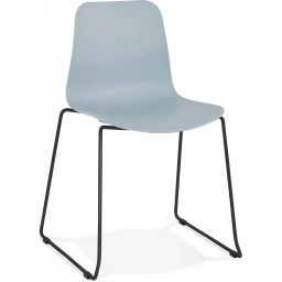 Chaise de table design assise couleur bleu pietement noir