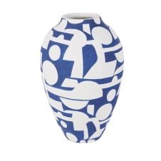 Vase en argile blanche et bleue H42