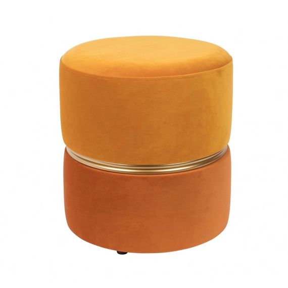 Tabouret pouf velours orange