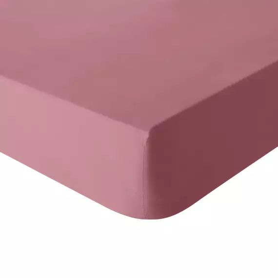 Drap housse en coton rose 140×190