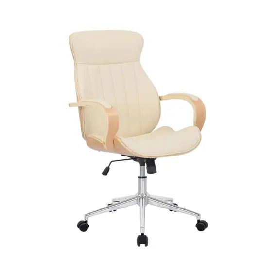 Chaise de bureau réglable en similicuir Nature / Crème