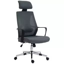 Chaise bureau ergonomique support lombaire nuque tissu Gris