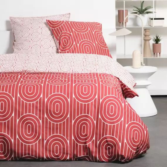 Parure de lit en Coton Rouge 240×220 cm