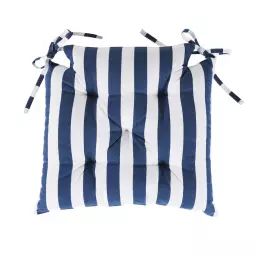 Galette de chaise motif à rayures bleues 40×40