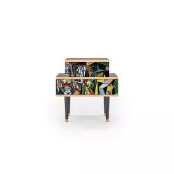 Table de chevet multicolore 2 tiroirs L 58 cm