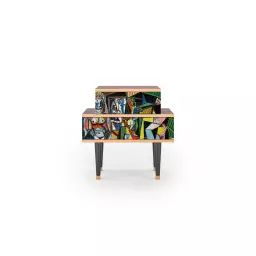 Table de chevet multicolore 2 tiroirs L 58 cm